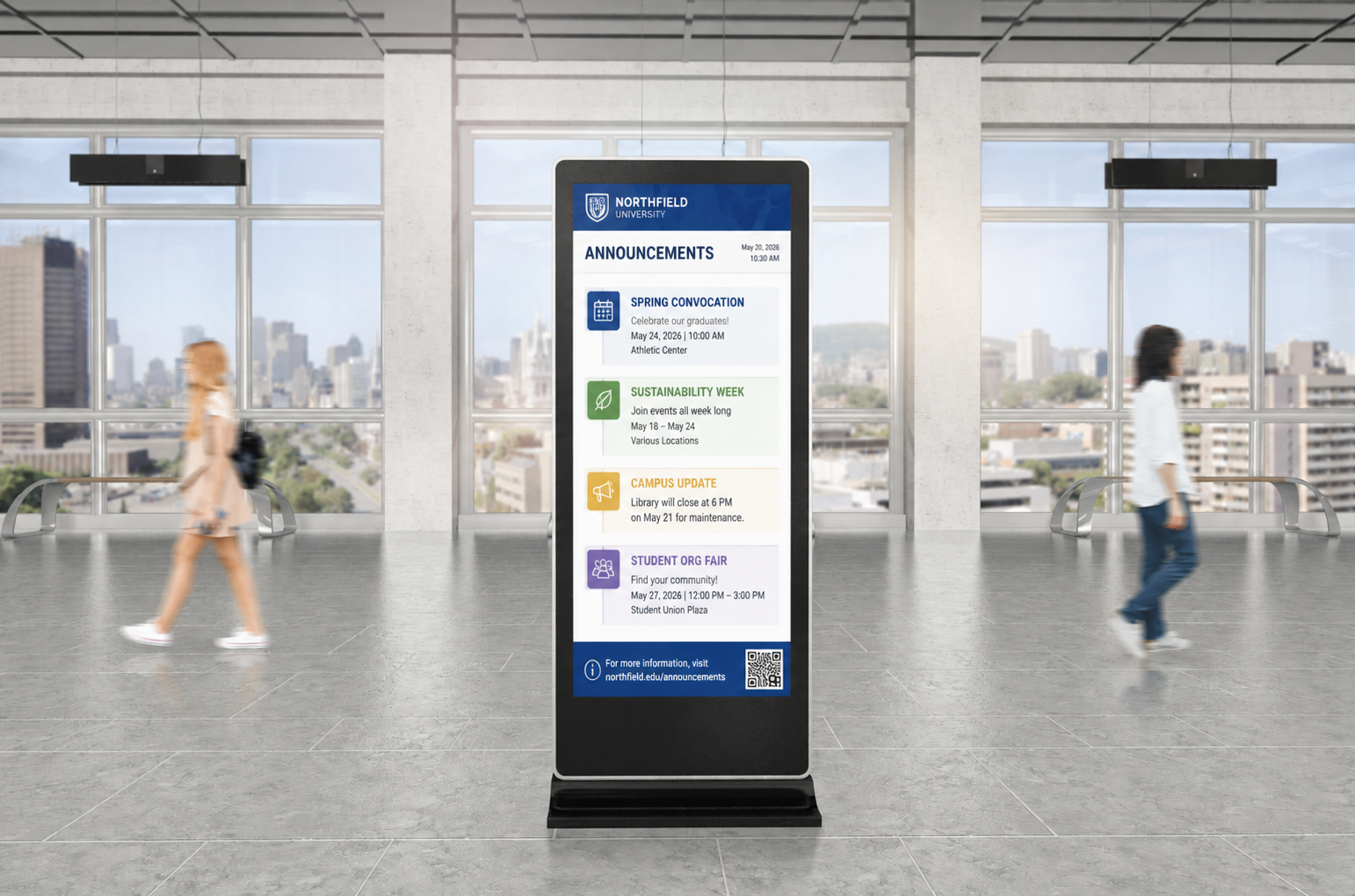 Campus announcements kiosk display